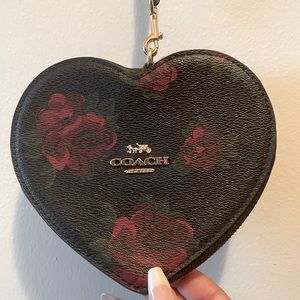 COACH Heart-Shaped Grain Leather Wristlet